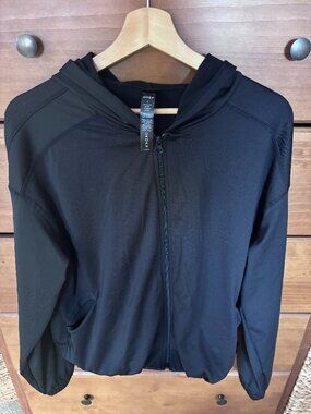 Absolutely Fit Cropped Fleece Lined Hooded Athletic Jacket Outdoor Festival